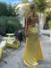 Sexy Yellow V-neck Straps Backless Mermaid Long Prom Dress,PD381955