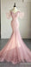 Elegant V-neck Off-the-Sholder Spaghetti Strap Mermaid Long Prom Dress,PD381959