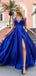 Elegant Halter A-line Split Side Long Prom Dress,PD37664