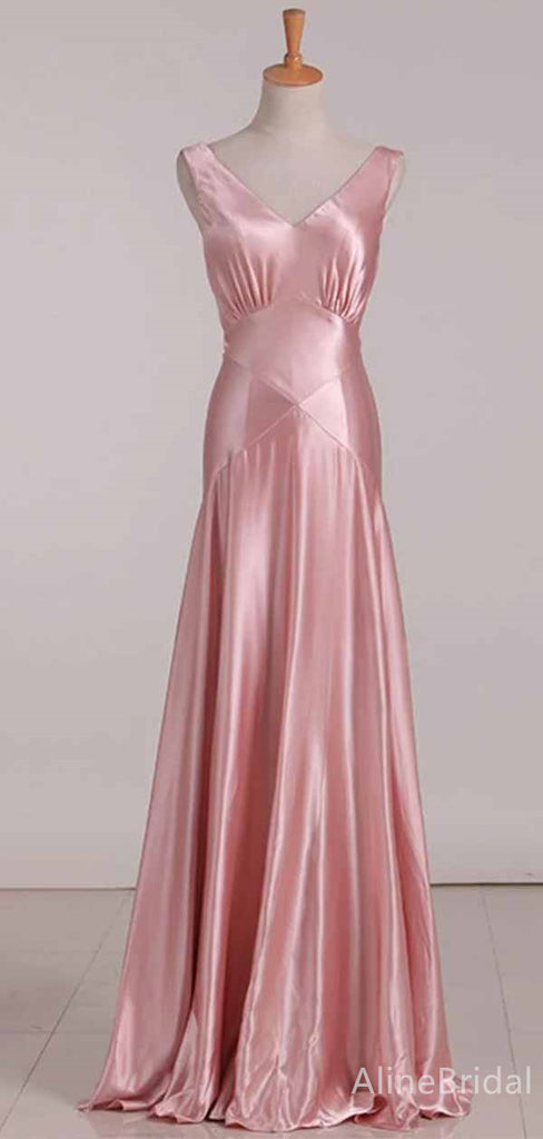 Elegant Pink V-neck Mermaid Long Prom Dress,PD381971