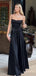 Elegant Black Spaghetti Strap A-line Long Prom Dress,PD381985