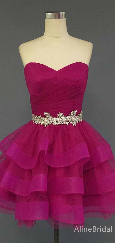 Elegant Sweetheart Strapless A-line Short Homecoming Dress, HD328006