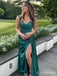 Elegant Green Sweetheart Strapless Side-Slit Mermaid Long Prom Dress,PD382000