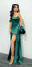 Elegant Green Strapless Side-Slit Mermaid Long Prom Dress,PD382001