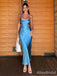 Gorgeous Blue Spaghetti Strap Mermaid Long Prom Dress,PD382006