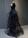 Elegant Black Halter A-line Long Prom Dress,PD382009