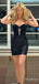 Elegant Black Sweetheart Strapless Lace A-line Short Homecoming Dress, HD328010