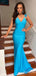 Elegant V-neck Spaghetti Strap Backless Mermaid Long Prom Dress,PD382027