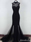 Gorgeous Black Lace Beadings Lace Up Mermaid Long Prom Dress,PD382043