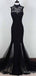 Gorgeous Black Lace Beadings Lace Up Mermaid Long Prom Dress,PD382043