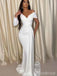 Elegant White V-neck Off-Shoulder Mermaid Long Prom Dress,Evening Dress,PD382065