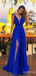 Elegant Deep V-neck Spaghetti Strap A-line Long Prom Dress,Evening Dress,PD382094