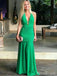 Elegant Deep V-neck Green Halter A-line Long Prom Dress,Evening Dress,PD382096