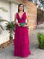 Elegant V-neck Strap A-line Long Prom Dress,Evening Dress,PD382102