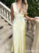 Gorgeous V-neck Lace Yellow Mermaid Long Prom Dress,Evening Dress,PD382105