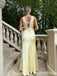 Gorgeous V-neck Lace Yellow Mermaid Long Prom Dress,Evening Dress,PD382105