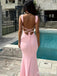 Gorgeous Squaew Pink Strap Mermaid Long Prom Dress,Evening Dress,PD382112