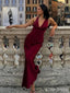 Gorgeous V-neck Burgundy Mermaid Long Prom Dress,Evening Dress,PD382128