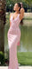 Elegant V-neck Pink Straps Mermaid Long Prom Dress,Evening Dress,PD382136