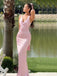 Elegant V-neck Pink Straps Mermaid Long Prom Dress,Evening Dress,PD382136