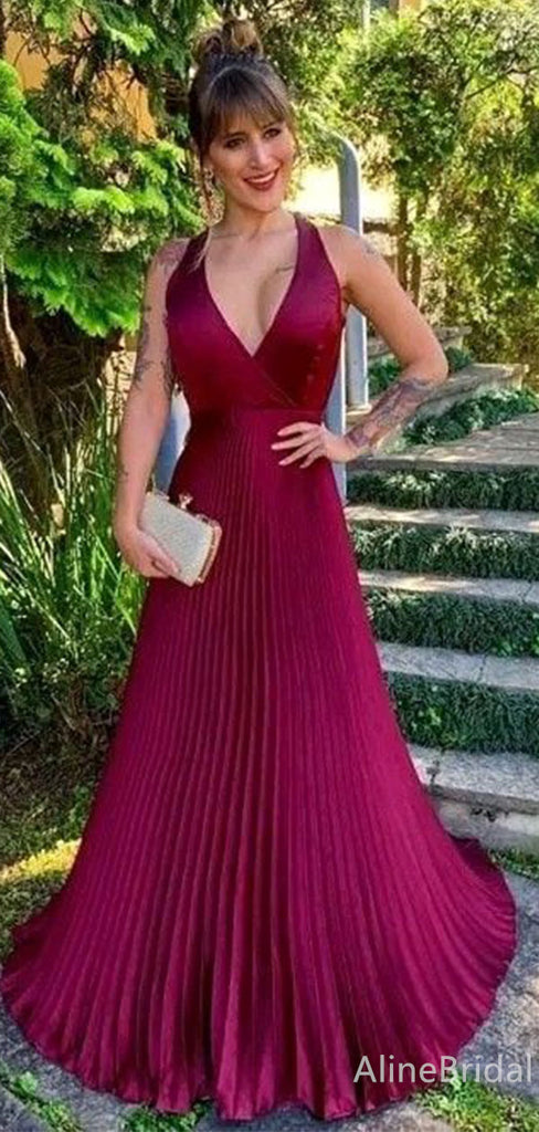 Elegant Halter V-neck A-line Long Prom Dress,Evening Dress,PD382194