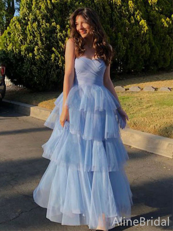 Elegant Sweetheart Strapless A-line Long Prom Dress,Evening Dress,PD382219