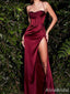 Simple Spaghetti Strap Split Side Mermaid Long Bridesmaid Dress,PD3228