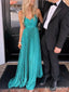 Sexy V-neck Spaghetti Strap Pleats A-line Long Prom Dress,Evening Dress,PD382224