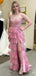 Gorgeous V-neck Spaghetti Strap Backless Lace Appliques Side Slit A-line Long Prom Dress,Evening Dress,PD382226