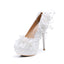 Wedding Shoes Lace Flower Pearl Women's High Heels Stiletto Heels Large Size Water Platform Shoes Women's Shoes