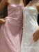 Elegant Spaghetti Straps Bow Lace Blush Soft Satin  Long Prom Dress , Evening Dress, PD382237