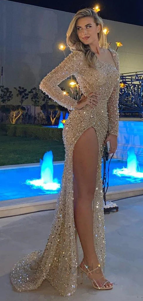 Sexy Sleeveless Side Slit Mermaid Floor Length Prom Dress, PD3667