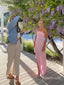 Elegant Side Slit Pleated  Strapless Pink Soft Satin Long Prom Dress, Evening Dress, PD382238