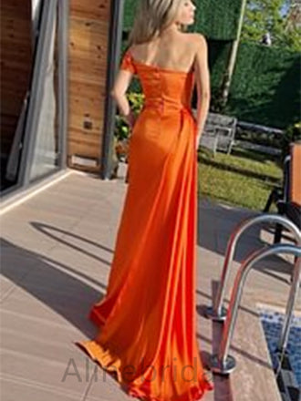 Elegant One Shoulder Strapless Beadings Mermaid Long Prom Dress, PD3732