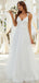 Elegant V-neck Spaghetti Strap A-line Long Wedding Dresses,WD3083