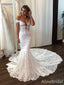 Sexy Deep V-neck Off-Shoulder Mermaid Long Wedding Dresses,WD3084