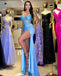 Sexy V-neck Sleeveless Side Slit Mermaid Floor Length Prom Dress, PD3642