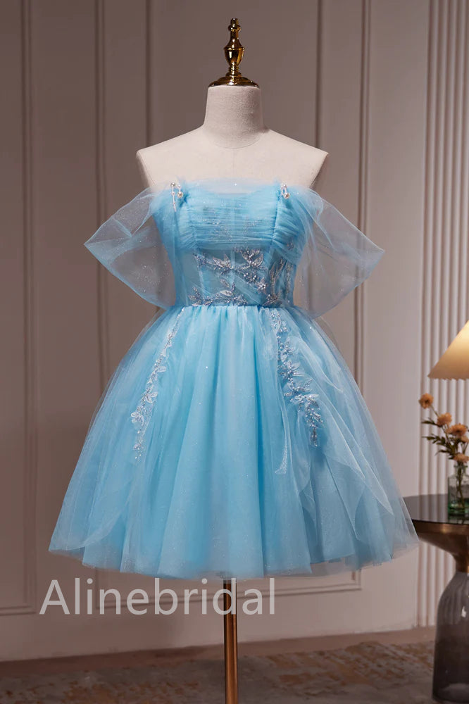 Cute Strapless Sleeveless A-line Short Mini Homecoming Dress, HD3090