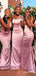Elegant Pink One Shoulder Mermaid Long Bridesmaid Dress,PD3265