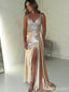 Elegant V-neck Spaghetti Strap Split Side A-line Long Prom Dress,Evening Dress,PD37698