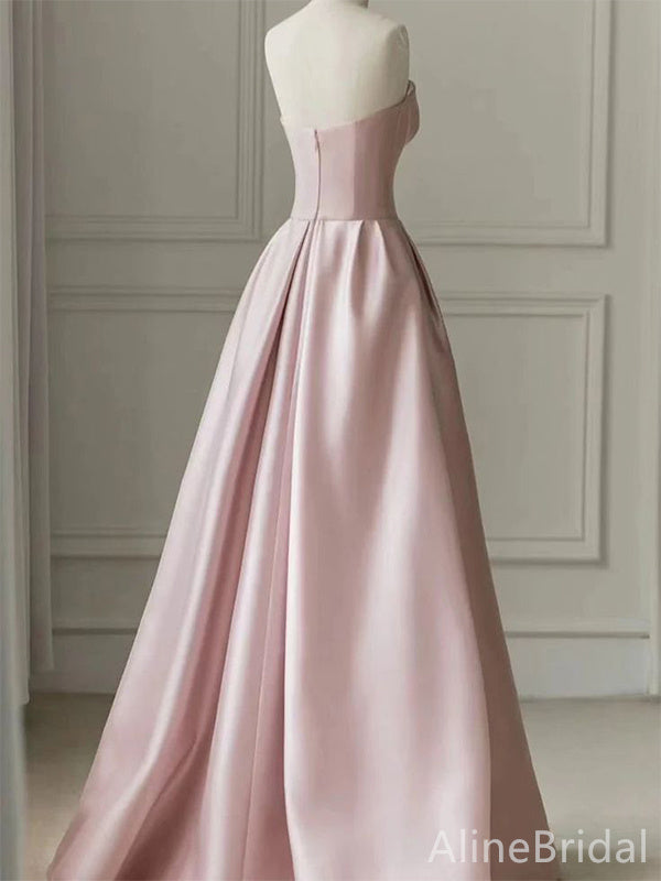 Elegant Light Pink Strapless A-line Long Prom Dress,Evening Dress,PD37708