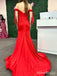 Sexy Red Off-Shoulder Split Side Mermaid Long Prom Dress,Evening Dress,PD37729