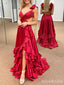 Sexy Red V-neck Split Side Long Prom Dress,Evening Dress,PD37733