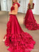 Sexy Red V-neck Split Side Long Prom Dress,Evening Dress,PD37733