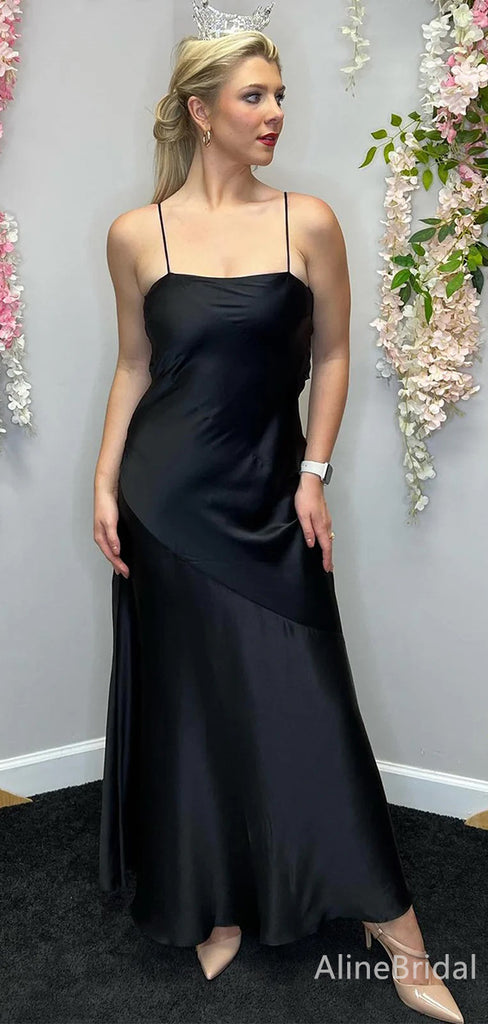 Simple Black Spaghetti Strap Mermaid Long Prom Dress,Evening Dress,PD37740