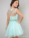 See Through Lace Appliques A-line Short Mini Homecoming Dress, HD32651