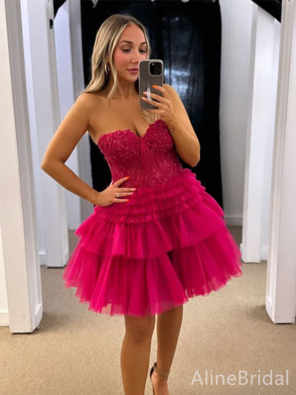 Elegant Sweatheart Strapless A-line Short Mini Homecoming Dress, HD3251