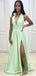 Deep V-neck Halter A-line Split Side Long Prom Dress,Evening Dress,PD37795