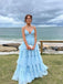 Elegant V-neck Sleeveless A-line Long Prom Dress, PD3627