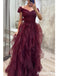 Elegant V-neck Off-Shoulder A-line Long Prom Dress,Evening Dress,PD37787